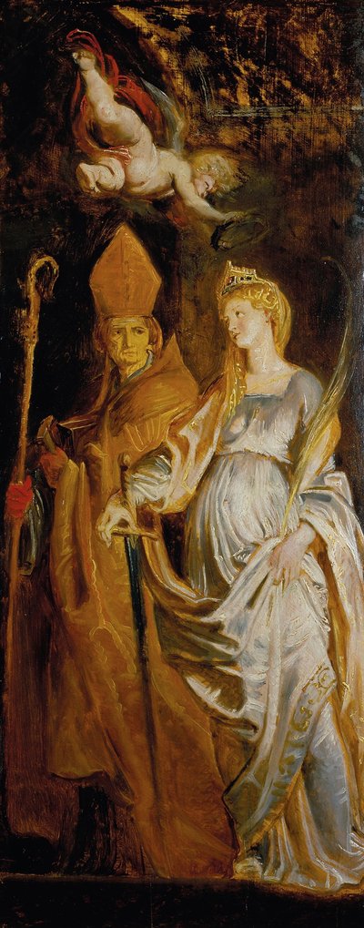 Saints Amandus and Walburga; Saints Catherine of Alexandria and Eligius by Peter Paul Rubens